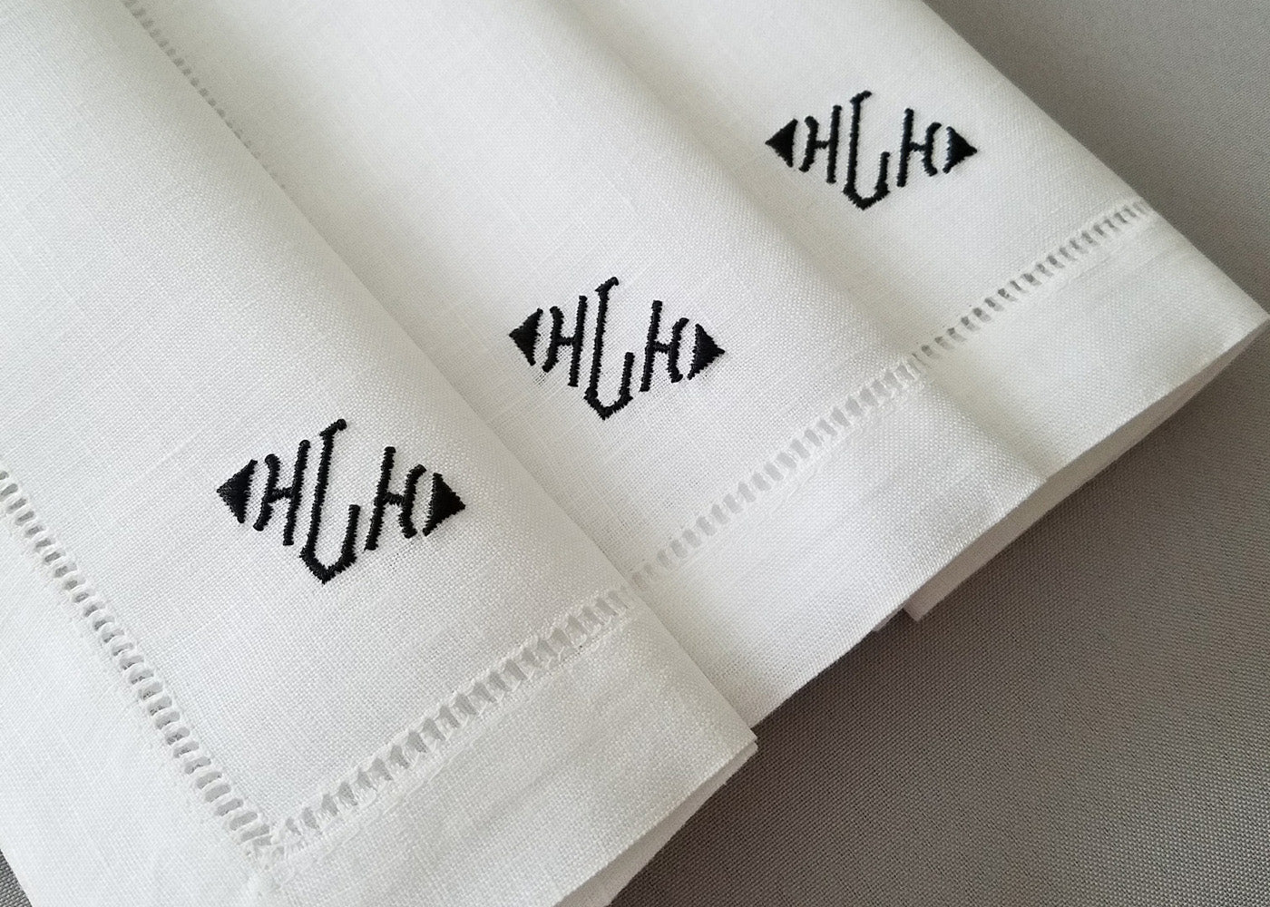 Monogrammed mens handkerchiefs and pocket squares for wedding, anniversary, birthday, father's day and Christmas gifts.