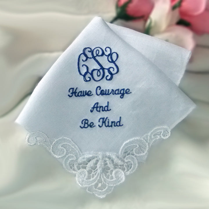 Custom Monogrammed Linen Bridal Handkerchief