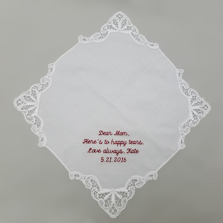 embroidered cotton lace handkerchief
