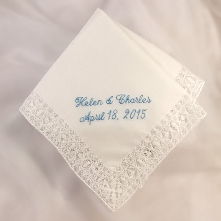 bride something blue wedding handkerchief