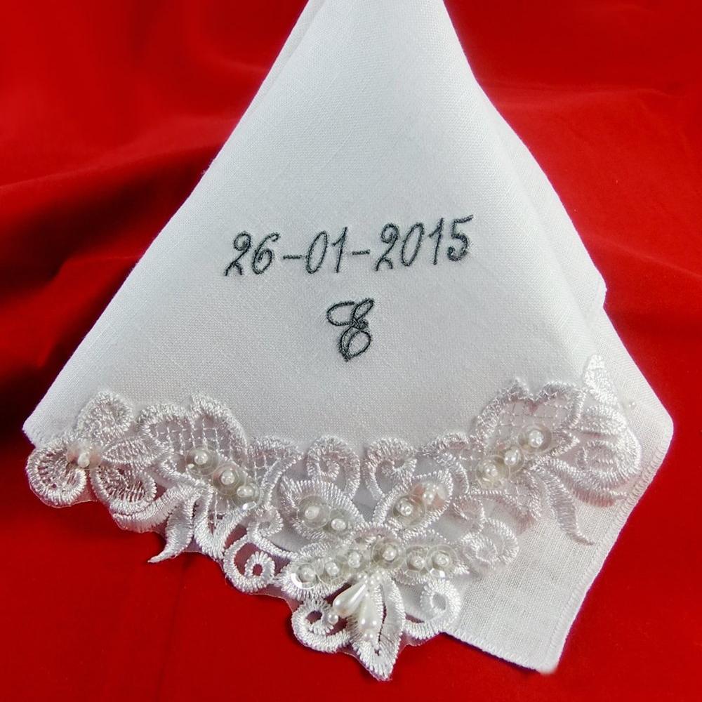 Dazzling Bridal Handkerchief with Sequins & Pearls