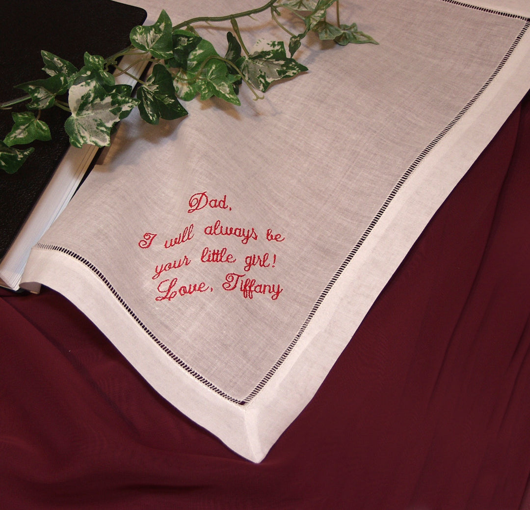 Refined Hemstitch Men's Handkerchief Personalized