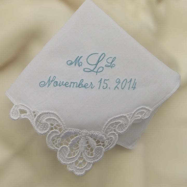Custom Monogrammed Linen Bridal Handkerchief