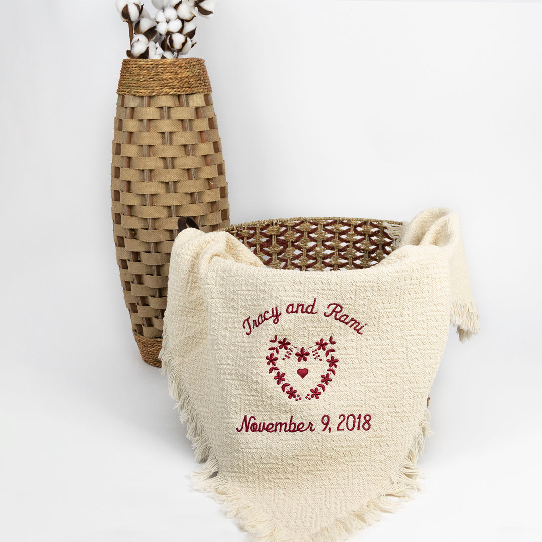 Personalized Cotton Wedding Blankets Embroidered