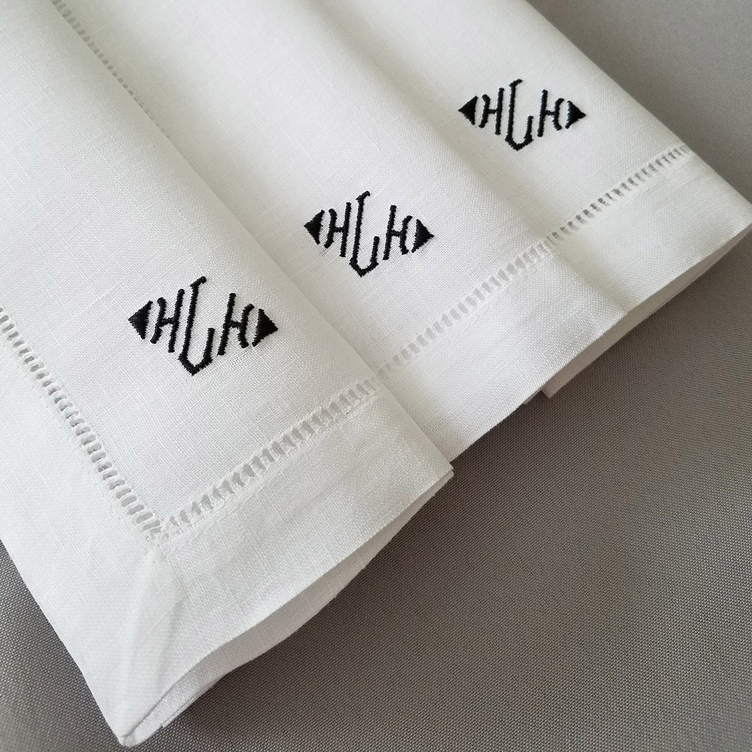 Men's Premium White Linen Handkerchief Gift Set Monogrammed