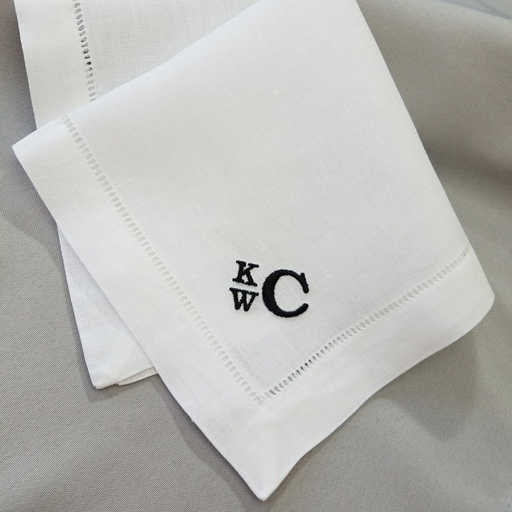 Exquisite Monogrammed Linen Handkerchief Set of 2 for Him