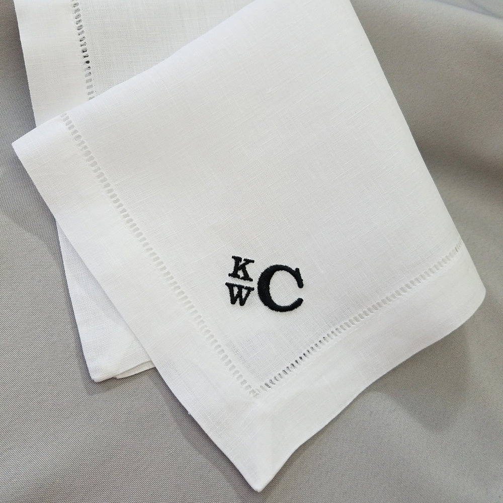 4th wedding anniversary gift, linen handkerchiefs embroidered for husband