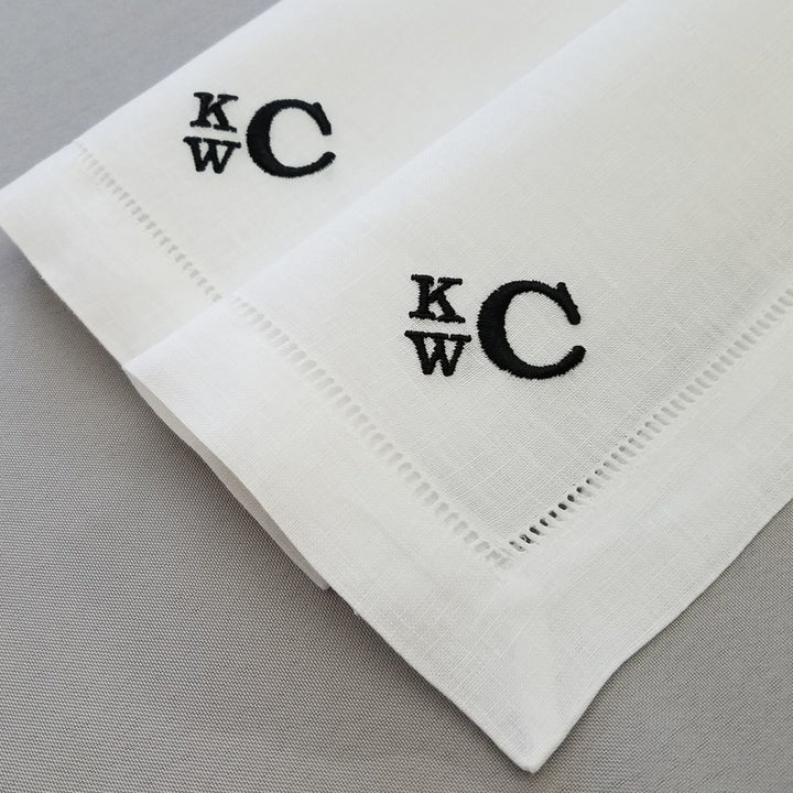 Exquisite Monogrammed Linen Handkerchief Set of 2 for Him